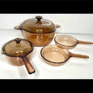 Vintage Vision Corning Ware 6 Piece  Amber Lot